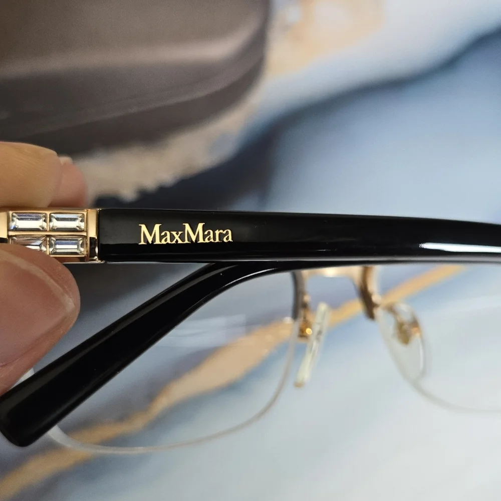 MaxMara•  Womens MM1236 Black W/ Gold Features Prescription Eyeglasses With Case